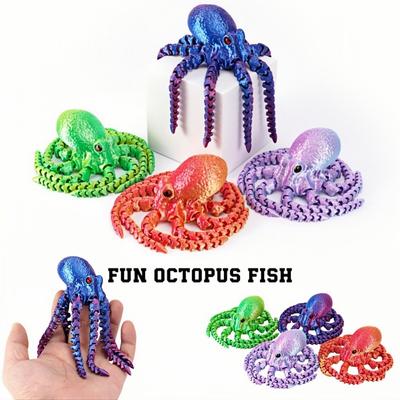 Impression 3D Figures de Poulpe Jouets Multi-articulés Mobiles Yeux de Simulation Jouet Fidget Modèle Animal Bureau Festival Fête Cadeau pour Enfants