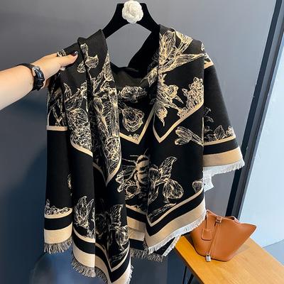New Imitation Cashmere Shawl Women Wrap Warm Winter Scarves Autumn Design Print Female Foulard Beach Stoles Luxury Scarf