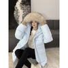Sweet Cool Style Short Parka Coat Women Thick Fleece Lined Hooded Cotton Jacket With Badge Loose Fit Winter Outerwear