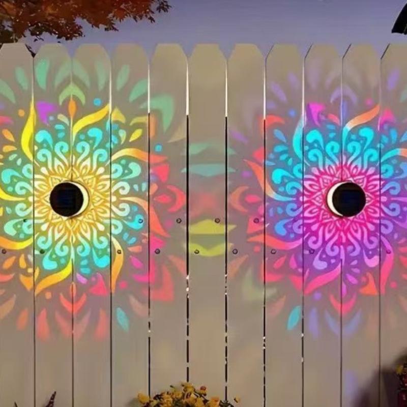 Outdoor Decorative Solar Mandala Lights 4 Pack IP65 Waterproof for Deck Step Wall Fence Garden Pathway Holiday Decoration