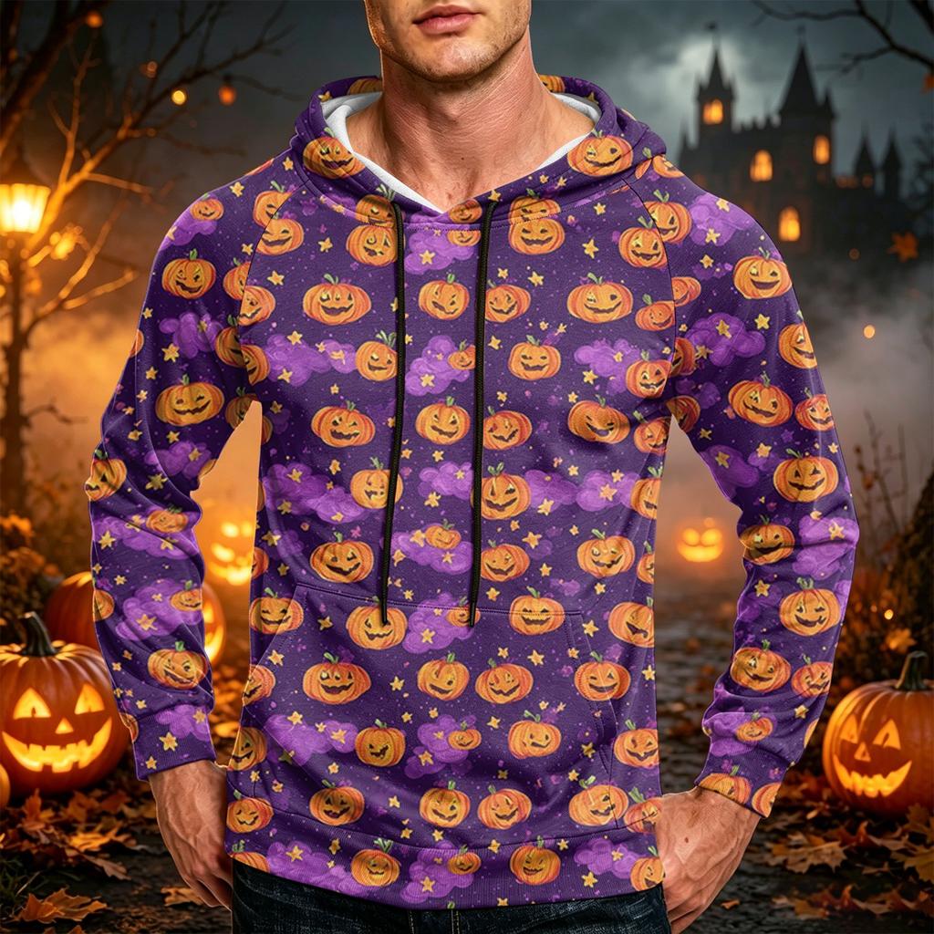 Men's Casual Loose Fit Hoodie with Kangaroo Pocket and Drawstring Printed Sweatshirt