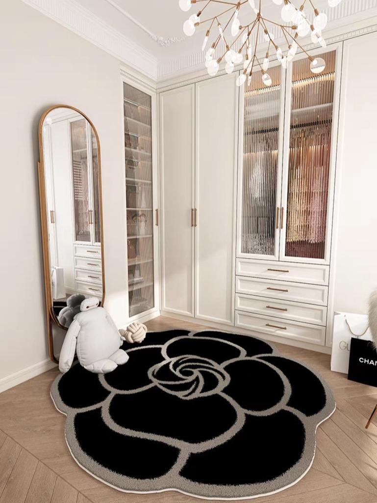 Runde Kamelien Kristall Samt Fußmatte Wohnzimmer Badezimmer Tür Saugfähig Schnelltrocknend Bodenteppiche Haushalt Rutschfester Teppich