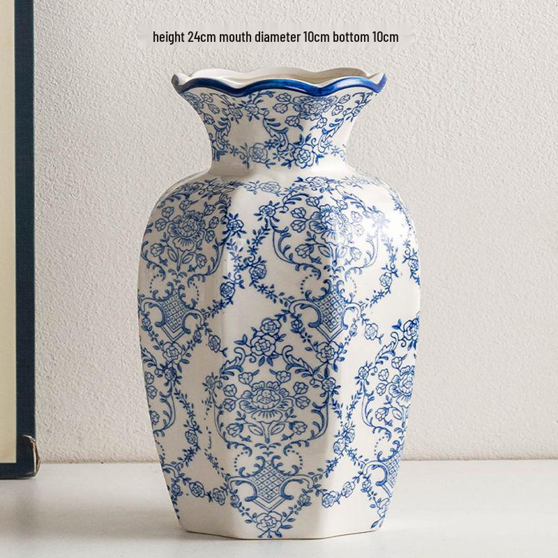 Chinese Blue & White Porcelain Retro Vase for Home Decor and Fresh Flower Arrangements
