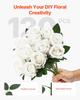 120 Pcs White Roses Artificial Flowers Realistic Bouquet Xmas Home Decor
