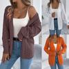 Womens Hollow Out Lantern Long Sleeve Mid Length Open Front Cardigan Sweater Coat