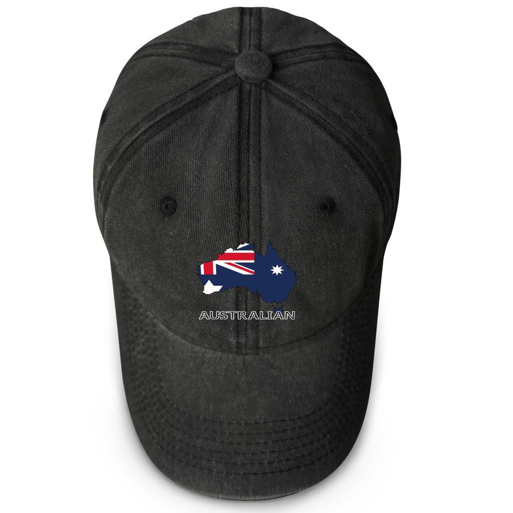 Map Flag of Australia Print Snapback Baseball Cap, Patriotic Flat Cap Retro Headwear Breathable Sunshade Adjustable Baseball Hat