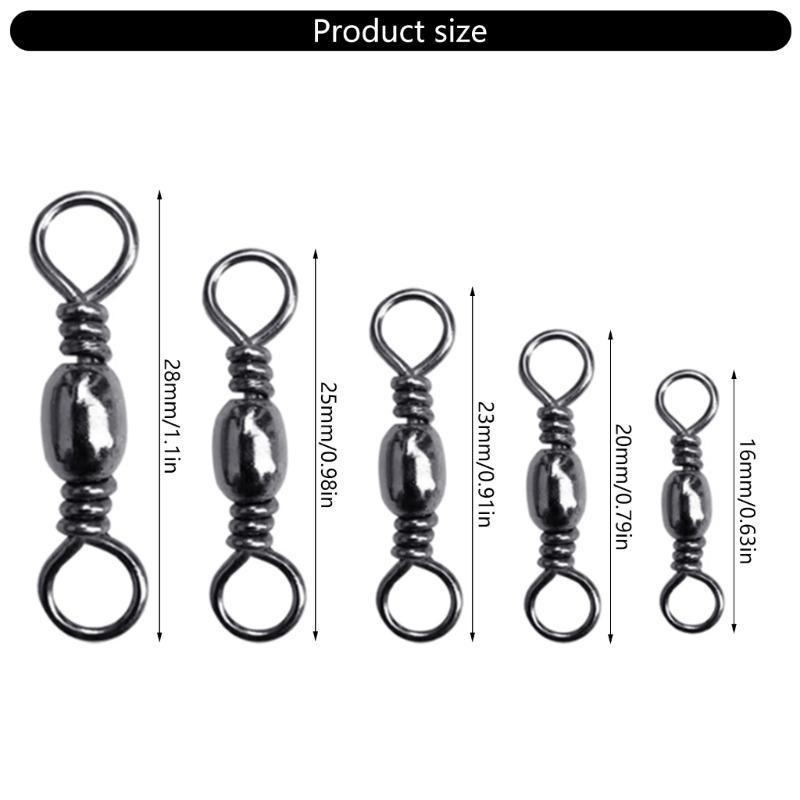 200Pcs Carbon Steel Swivels Fishing Line Connector Fishing Barrels Swivels Rolling Balls Bearing Fishing Swivels Enduring