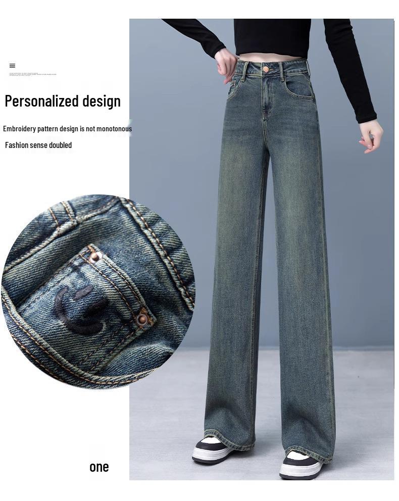 Women's Retro High-Waisted Wide-Leg Jeans - Spring/Autumn 2025