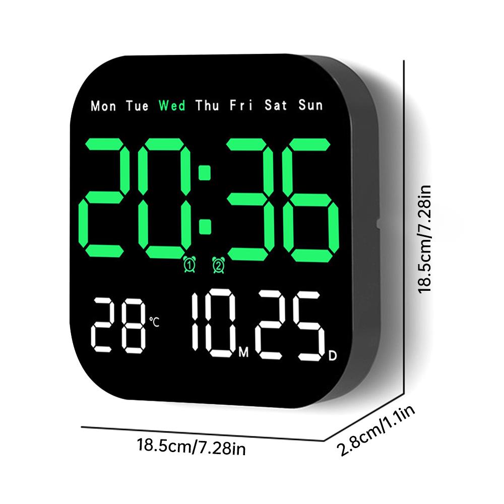Electronic Digital Wall Clocks Temperature Date Week Dispaly Table Clock 12/24H Wall-mounted LED Alarm Clock Remote Control