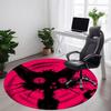 1PC Cat Night Office Round Area Rug, Mat Suitable For Office, Under Office Chairs Bedroom Living Room Home Decor, Room Deco