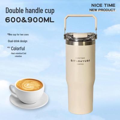 Large Capacity Stainless Steel Insulated Cup with Straw - Portable for Home, Coffee, or Outdoor Sports