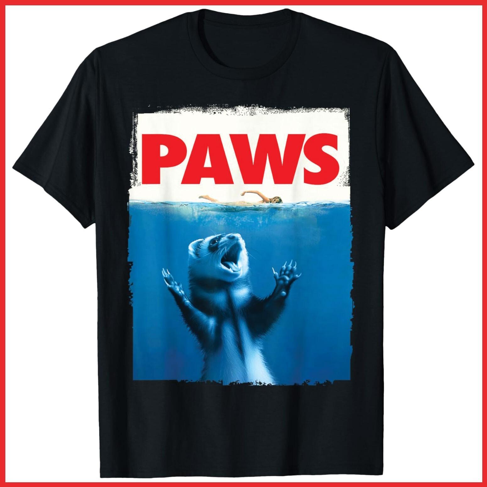 Paws Ferret Funny Ferret Lover Gifts Black Cotton T-Shirt S-5XL S