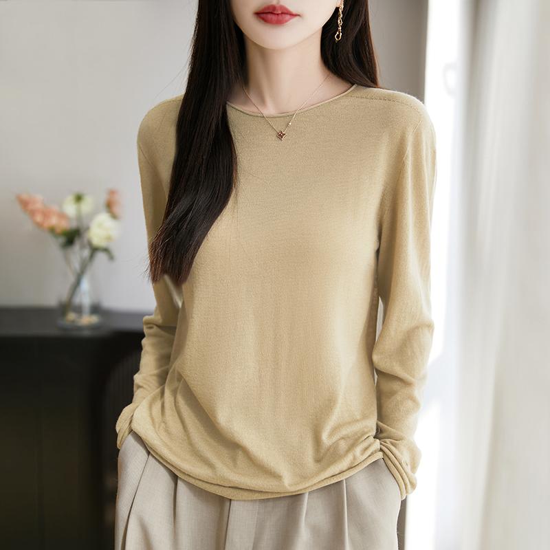 Dámský celoroční svetr z 50% vlny a 50% hedvábí | Lehký teplý pulovr z příze | Luxusní úplet z kašmírového hedvábí