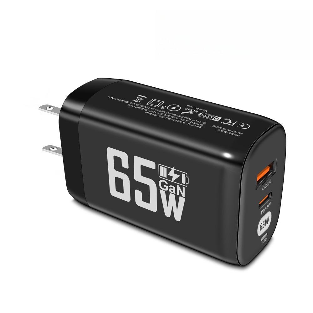

65W GaN USB C Chargers PD Fast Charging Adapter for IPhone Samsung IPad Macbook Laptop Tablet Charger Quick Charge3.0 EU/US Plug US Plug чорний