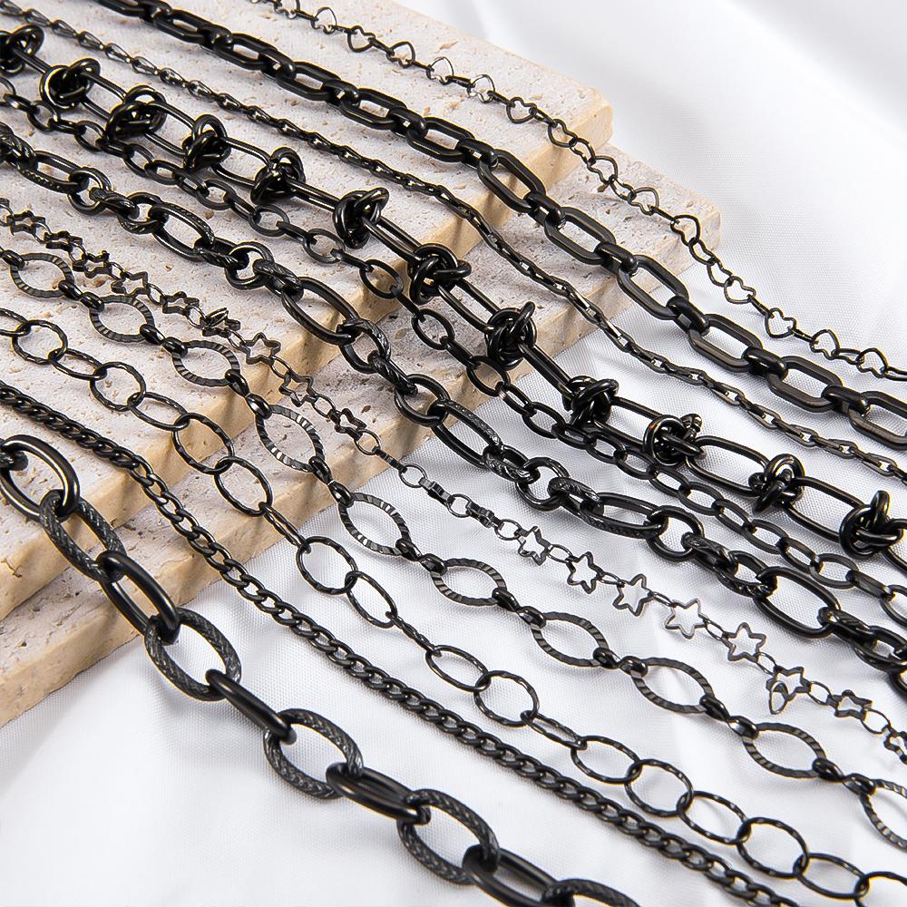 2meter 1meter Black Plated Chain for Men Punk Jewelry Making Necklace Stainless Steel Trend Link Chain Chunky Chain DIY Bracelet