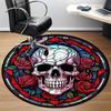 1pc Skull Roses Office Round Area Rug, Under Office Chairs Bedroom Living Room Home Decor, Room Deco