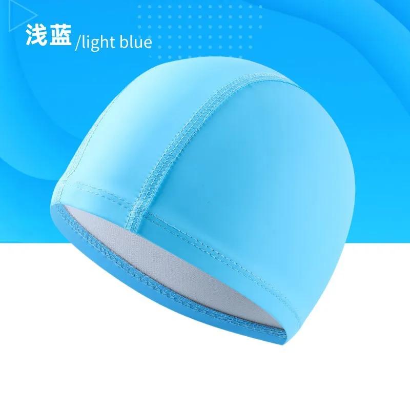 PU Fabric Swimming Cap for Men Women Waterproof Swim Pool Hat Water Sport Protect Ears Long Hair Bathing Caps Cover for Adults