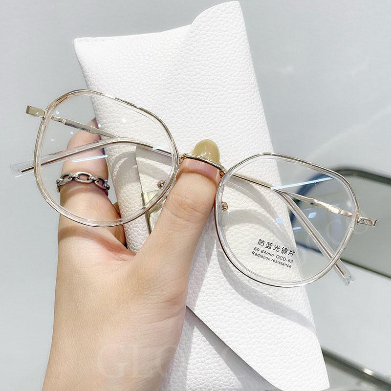 Metal Round Anti Blue Light Glasses Women Men Retro Square Frames Transparent Brown Reading Glasses Gafas de Lectura