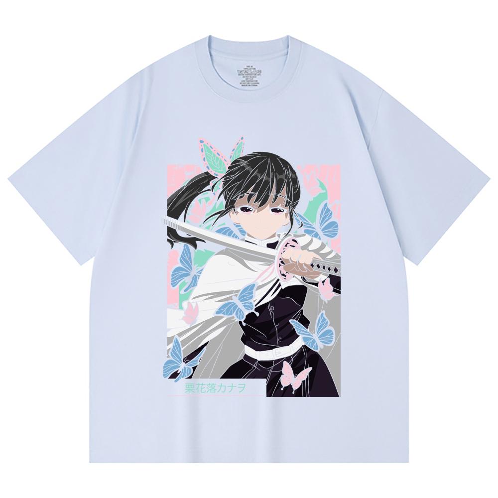 230 Gsm 100% Cotton Demon Slayer V98 Kanao Print Unisex Heavy Cotton T Shirt