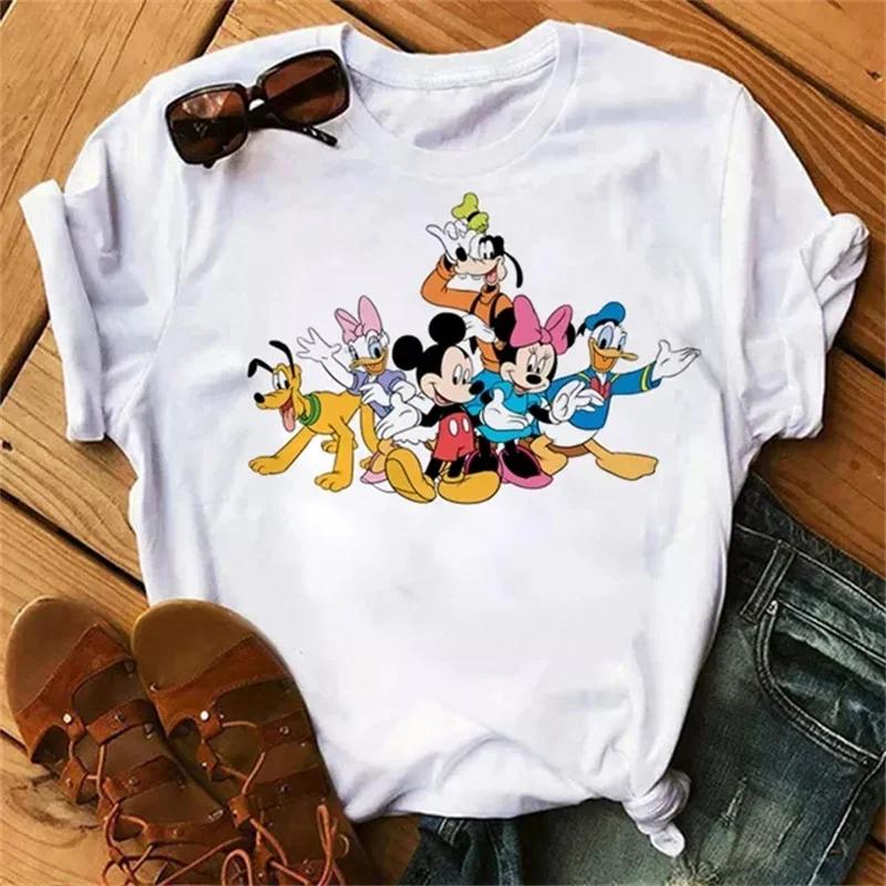 Fashion Cartoon Graphic Printed T-shirt Cute Casual O-Neck Short Sleeves T Shirt Streetwear Y2k Clothes Tops Tees