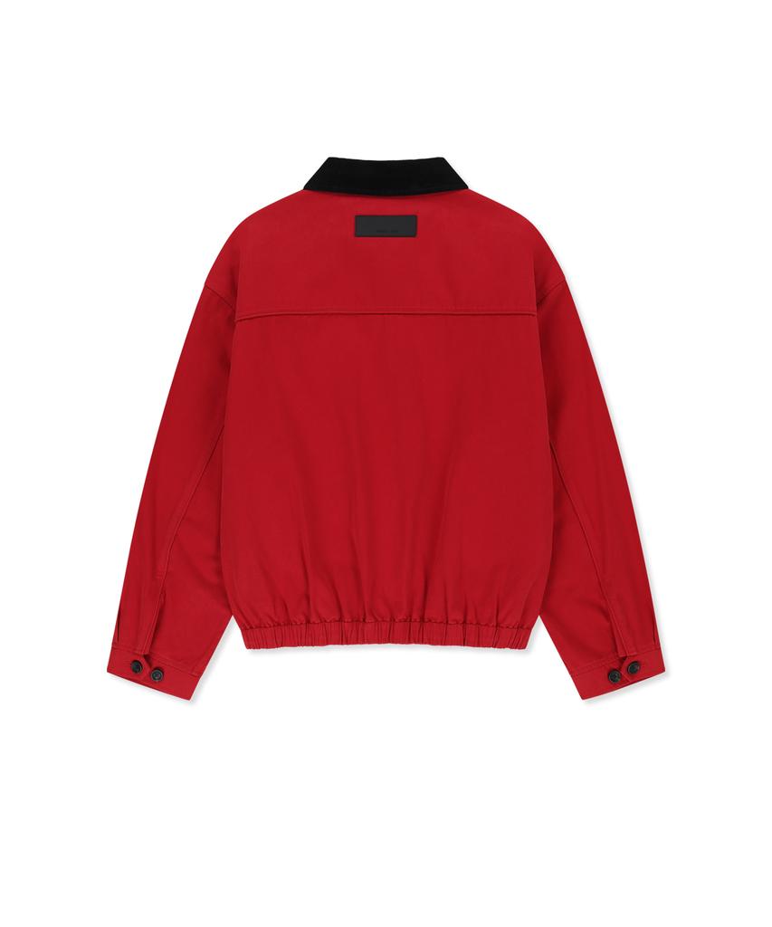 MATIN KIM Corduroy Contrast Trim Blouson Jumper In Red