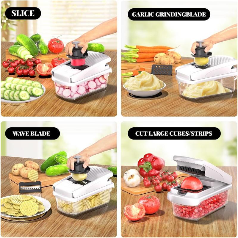 15 In 1 Multi-Functional Food Chopper With Container Vegetable Cutter Kitchen Vegetable Slicer, Grater, And Chopper