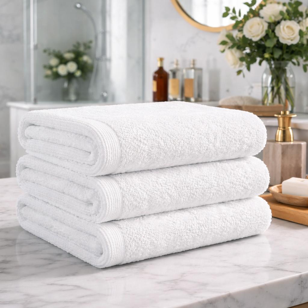 Cotton Towel 70x140 TERRY Smooth Hotel Towel, White AQUA