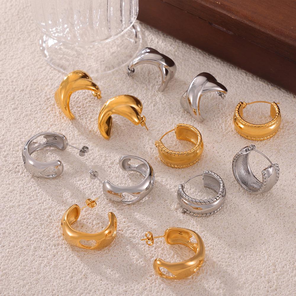 Gold Plated Geometric Titanium Steel Earrings - Elegant Cool Style for Women
