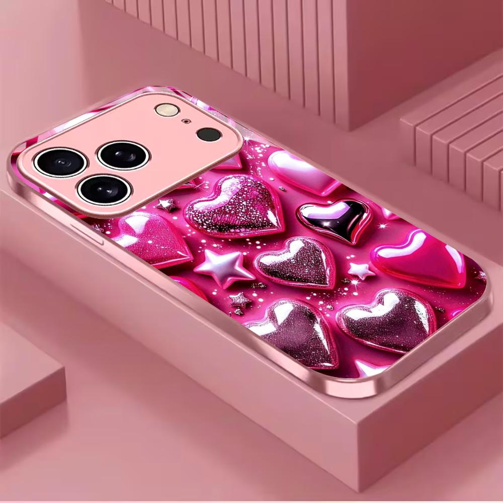 New Lovely Female Exquisite Protective Case Phone Case Metallic Paint Glass PhoneCase for iPhone 17 16 15 14 13pm Pro Plus Madam