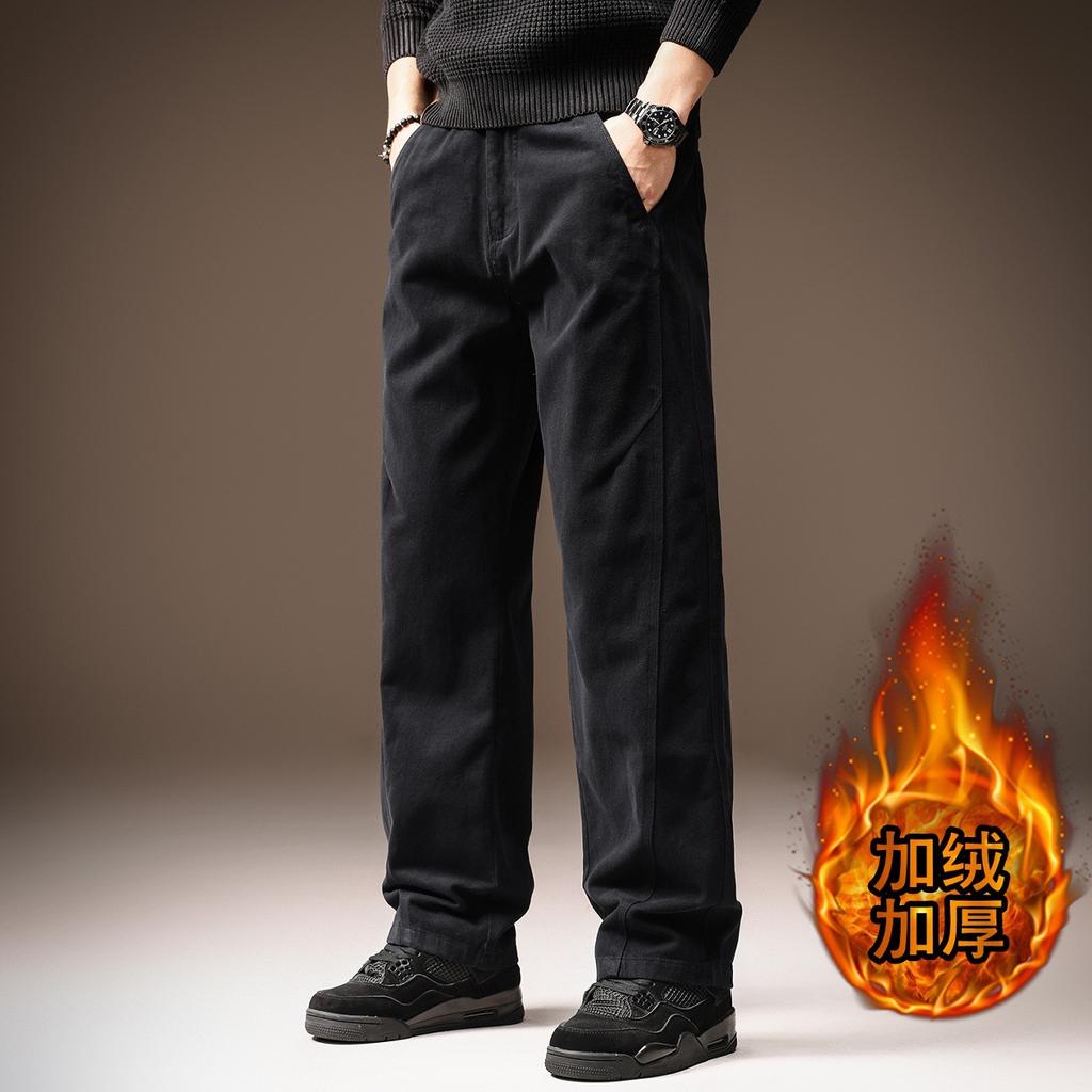 High-end Pure Cotton Tapered Casual Pants for Men, New Autumn Drape American Vintage Loose Loose Straight-leg Pants for Men