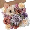 Artificial Flower Combination Box Set, Pink Silk Artificial Rose Bride Bouquet for Outgoing/Indoor DIY Center Piece Flowers for