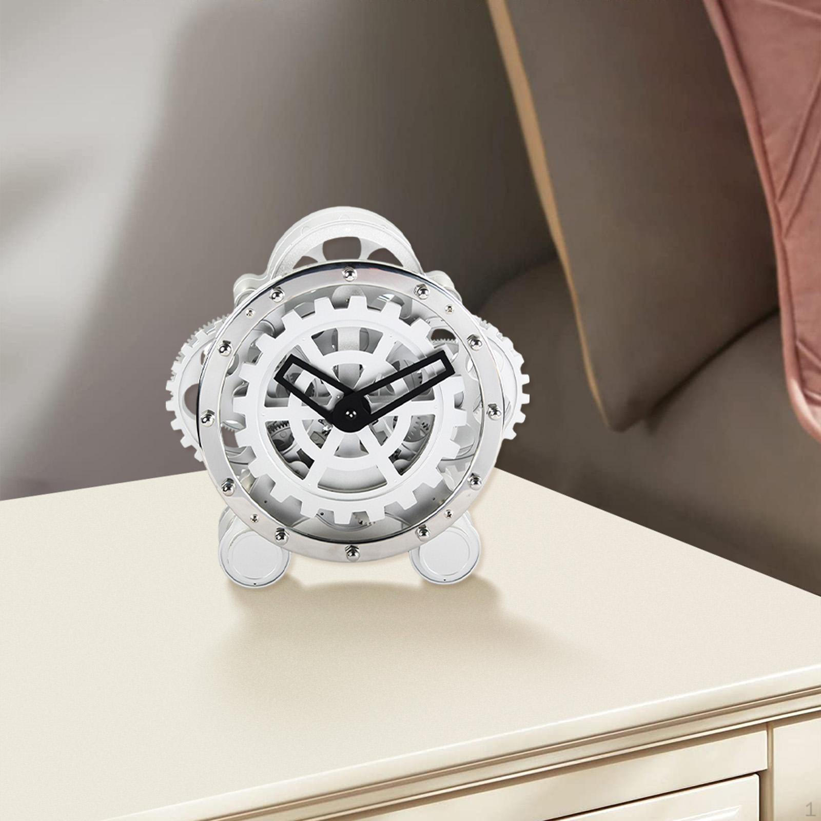 

Desk Clock Farmhouse Decoration Silver and Shelf Tabletop Ornament for Countertops
