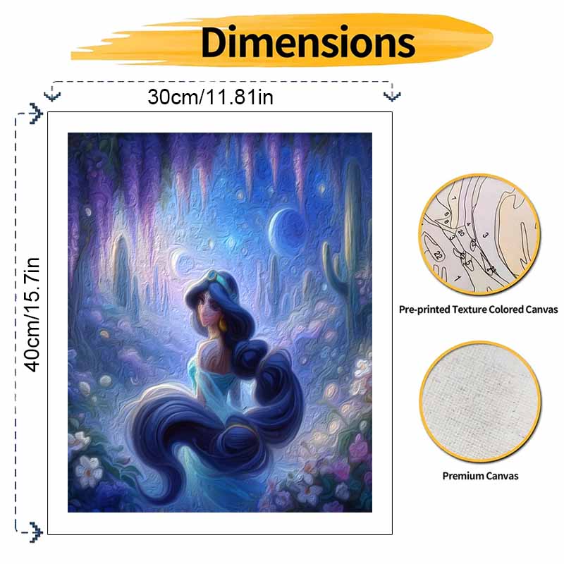 Disney Oil Paint Hand Painting Kit Jasmine Starry Night Decoration Classic Style Home Decor Romantic Fantasy Dreamscape Art Craft Gift