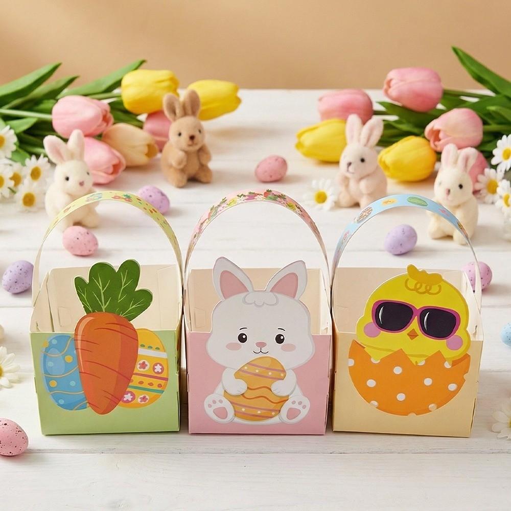 6pcs Egg Rabbit Carrot Easter Bunny Candy Boxes Cartoon Candy Gift Bag  Home Decoration