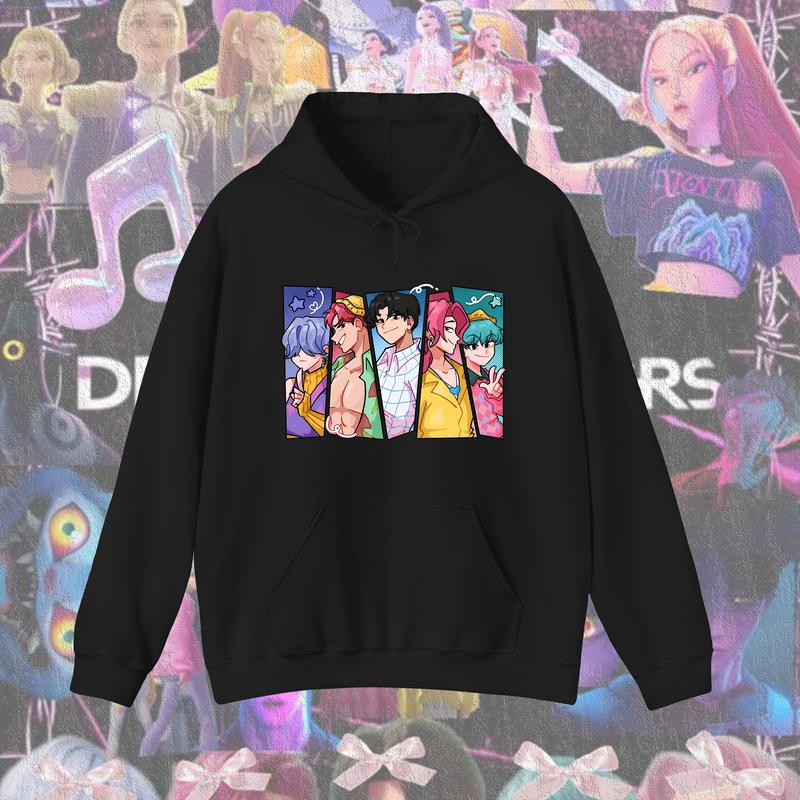 KPop Devil Hunter Sweatshirt Hooded Children's Spring and Autumn Outfit Rumi Mira Zoey Cartoon Anime Girl Long Sleeved Top