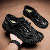 New Summer Breathable Handmade Designer Slip On Casual Mens Shoes Thick Sole Hollowed Out Sneakers Lightweight Outdoor Flats
