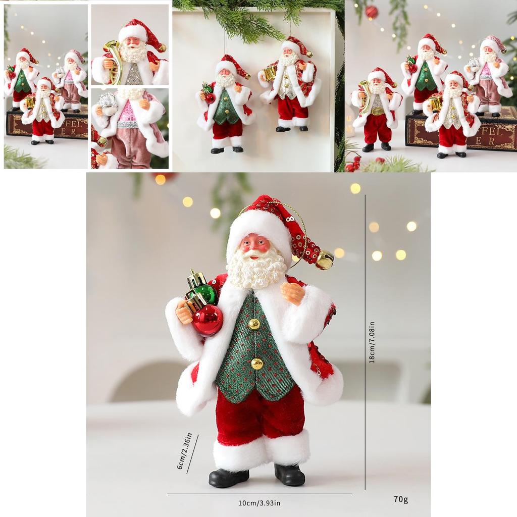 Cute Santa Claus Ornament With Musical Instruments Christmas Decoration Props For Holiday Decor And Window Display
