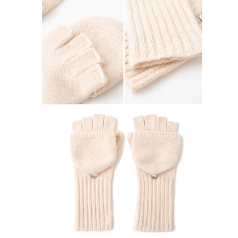 Half Finger Gloves For Men Women Cashmere Wool Blend Flip Cover Handwear For Smartphone Compatibility Winter Essential