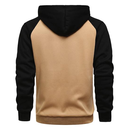 Herren Herbstmantel Locker Kapuze Langärmlig Reißverschluss Kontrastfarbe Warmhalten Kordelzug Lässiger Herbst-Hoodie für den täglichen Gebrauch