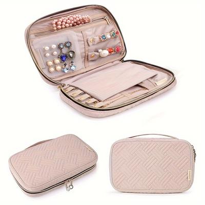 1pc Jewelry Organizer Case with Multiple Compartments Soft Lining Durable Dust Proof Travel Jewelry Storage Box for Earrings, Necklaces, Rings,