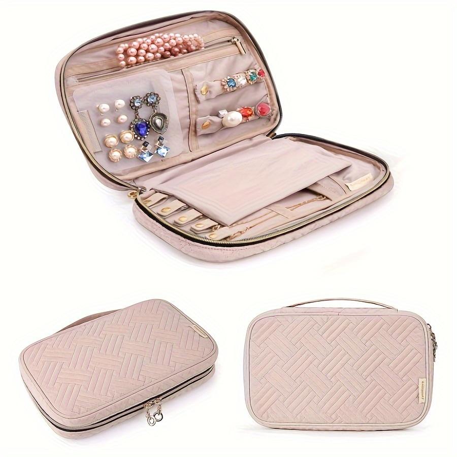

1pc Jewelry Organizer Case with Multiple Compartments Soft Lining Durable Dust Proof Travel Jewelry Storage Box for Earrings, Necklaces, Rings, чорний