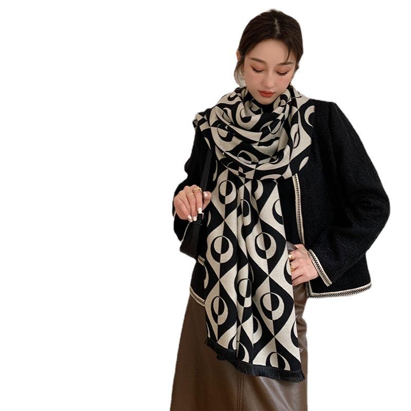 

Осенне-зимняя шаль из искусственного кашемира, женский теплый и повседневный универсальный двусторонний утолщенный нагрудник 190*64CM