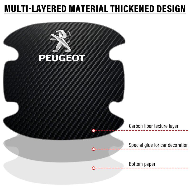 4 Stück Auto Türgriff Schutzaufkleber Emblem Auto Dekoration Styling Für Peugeot 308 408 508 RCZ 208 3008 2008 206 207 108 406 407 408 206 207 208