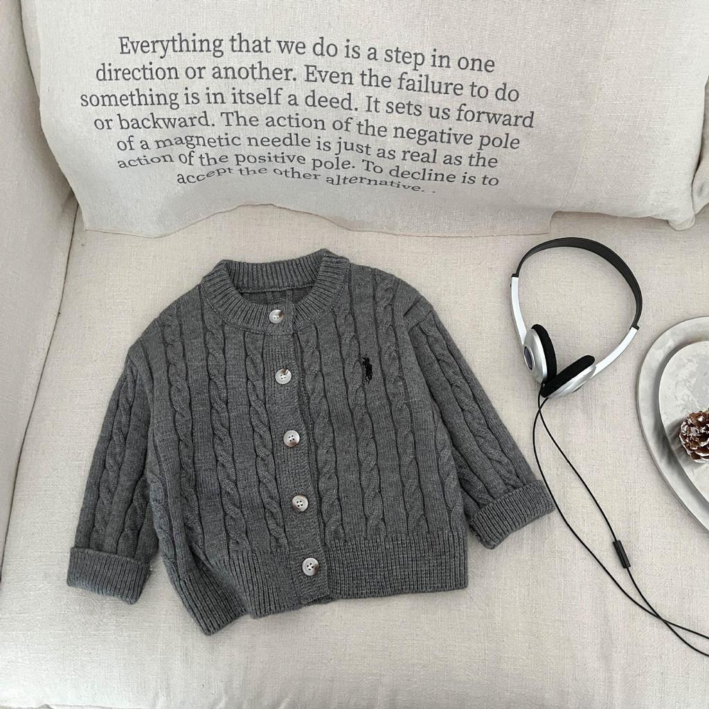 Stylish Boys' Embroidered Knit Cardigan - Baby Spring & Autumn Casual Sweater Set