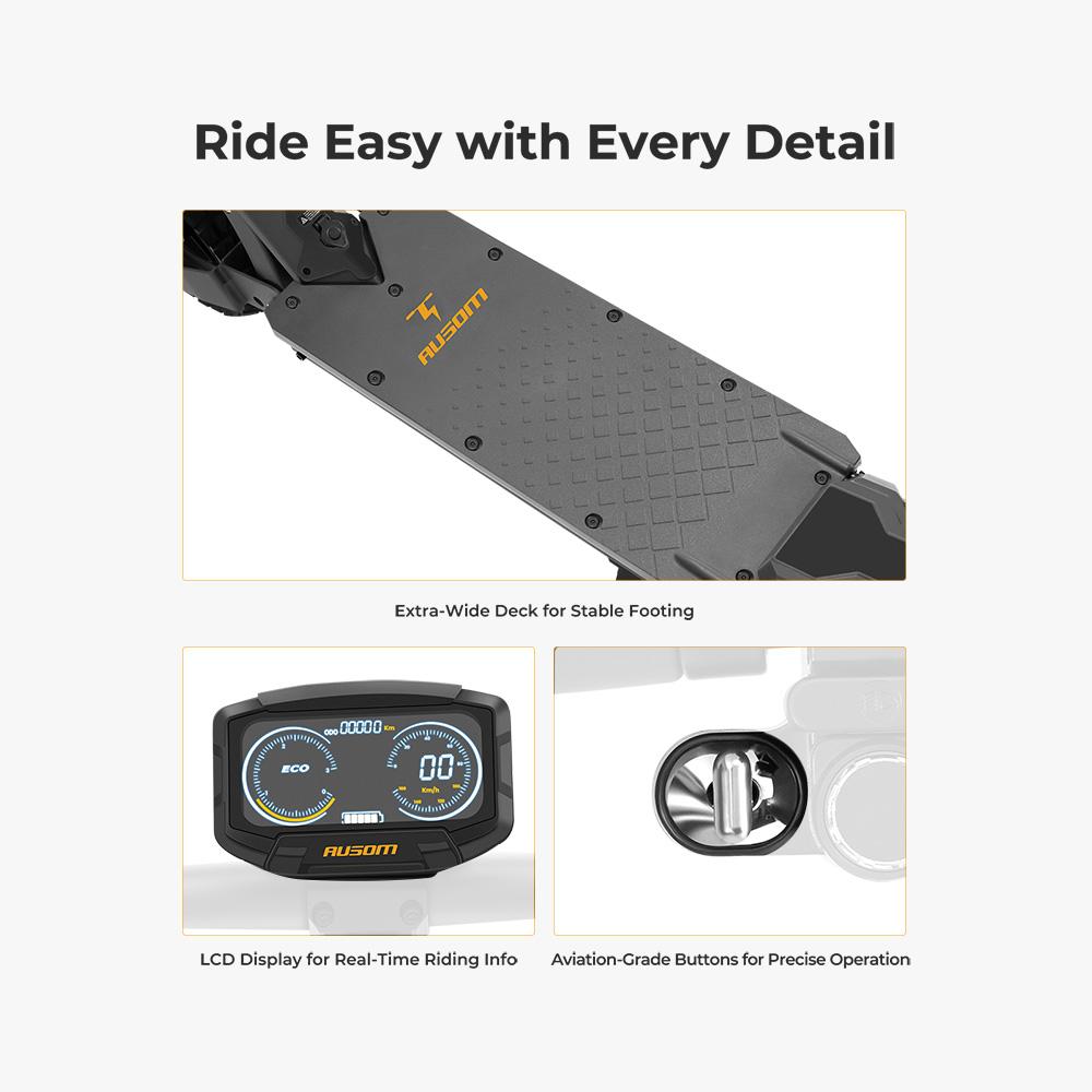 Ausom L1 ABE 20.8Ah Electric Scooter, 930W Peak Motor, 90KM Max Range, Foldable Commuter E-Scooter with NFC Keyless Start & ABE Certification