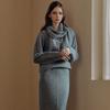MAXZA Pulsar V-Neck Knit Skirt & Scarf 3-Piece Set