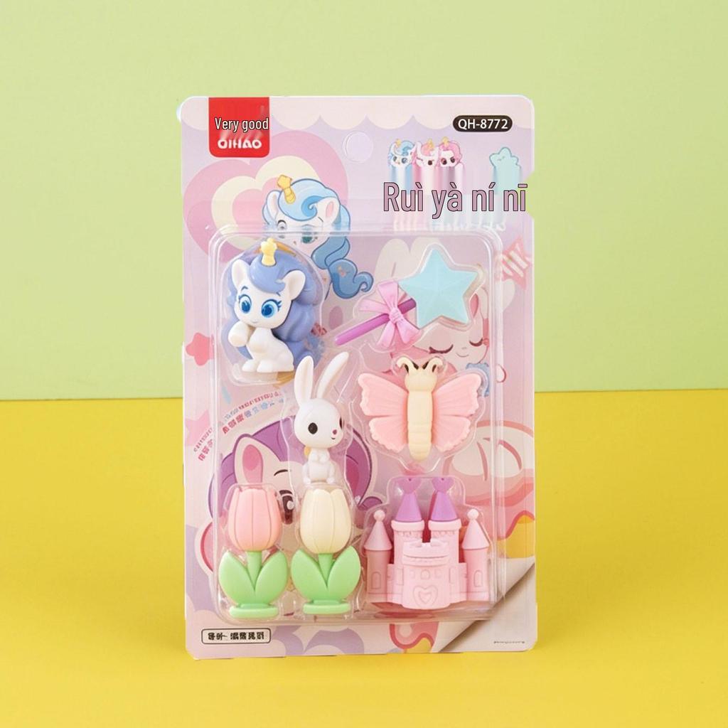 Adorable Cartoon Mini Eraser Set for Students – Perfect Back-to-School Gift