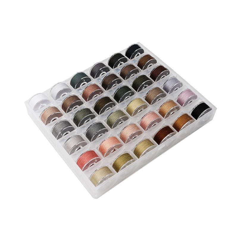 Transparent Bobbin Case with 36 Slots and Colorful Threads