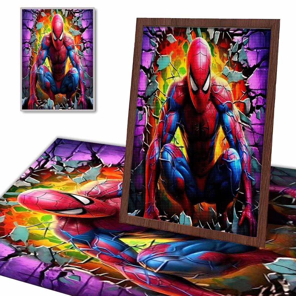 Full Round Diamond Painting Spider-man Breaking Through The Wall Art Rhinestone Picture Mosaic DIY 5D Cross Stitch Embroidery Home Decoration