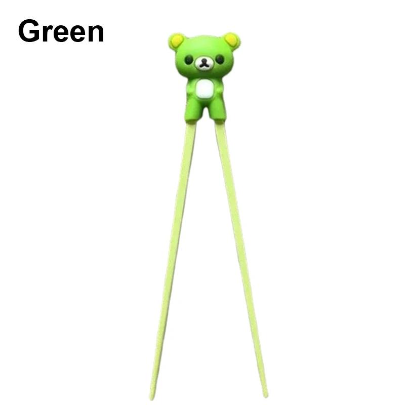 

WIKHOSTAR милые детские палочки для еды с медвежонком для малышей, обучающие палочки для еды, вспомогательные средства, палочки для еды, помощник для детей зелёный